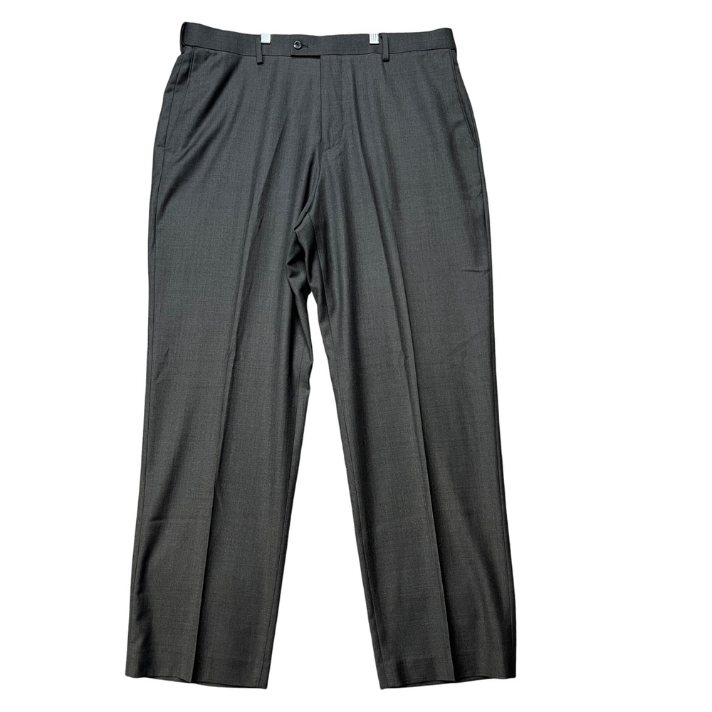 Croft Barrow Dress Pants Mens 38x32 Gray Flat Front‎ Straight Leg Flex Waistband